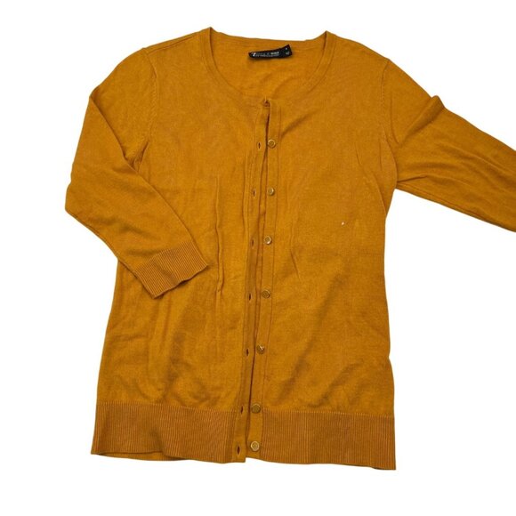 7th Avenue Design Studio New York & Company Mustard Yellow Cardigan Sweater Wome - Picture 1 of 5